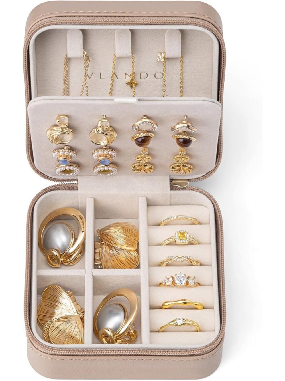 Women Toffee Travel Jewelry Case Small Jewelry Box for Bridesmaid Gift